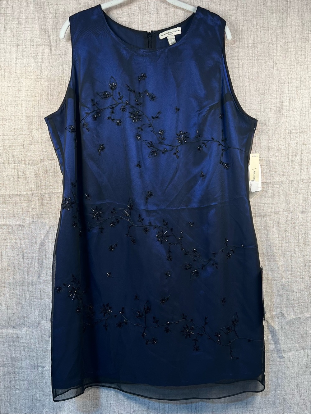 Amanda Smith Dress Blue Beaded Embroidered Sleeveless NWT Party Wedding 16W